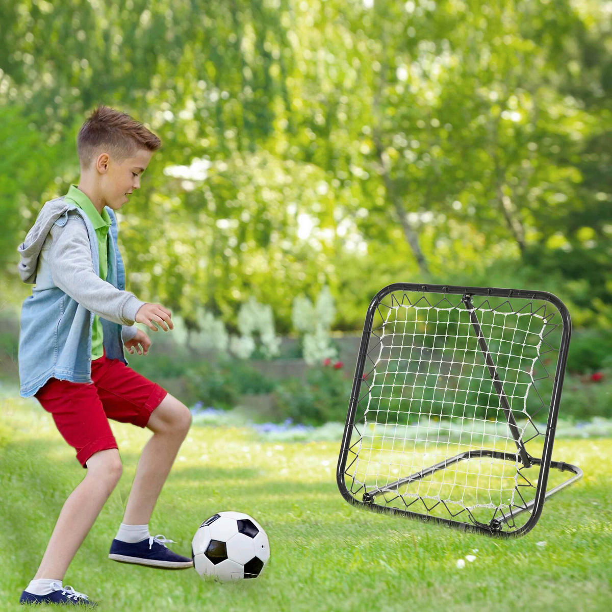 HOMCOM Rebounder schwarz B/H/T: ca. 84x84x11 cm Rebounder - schwarz (84,00/84,00/11,00cm) - HOMCOM