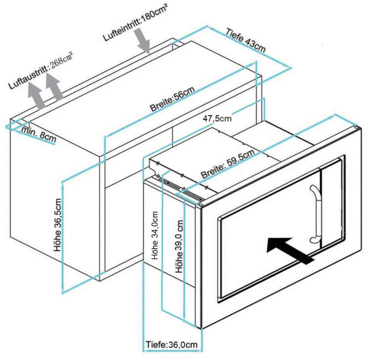 Thumbnail - Respekta Küchenblock Premium grau hochglänzend B/H/T: ca. 345x220,5x60 cm