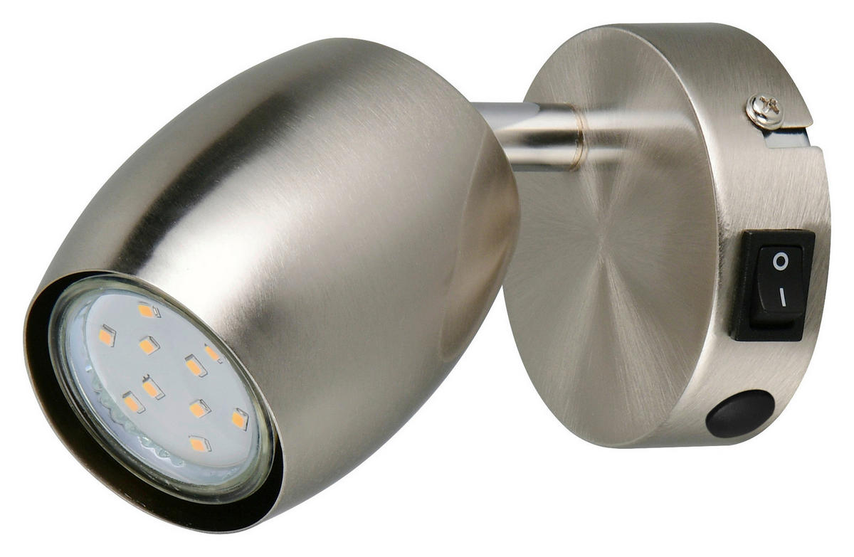 Reality Leuchten Spots nickel matt Metall B/H/L: ca. 9,5x14x8 cm GU10 1 Brennstellen Spot_Nancy_1 - nickel matt (8,00/9,50/14,00cm) - Reality Leuchten