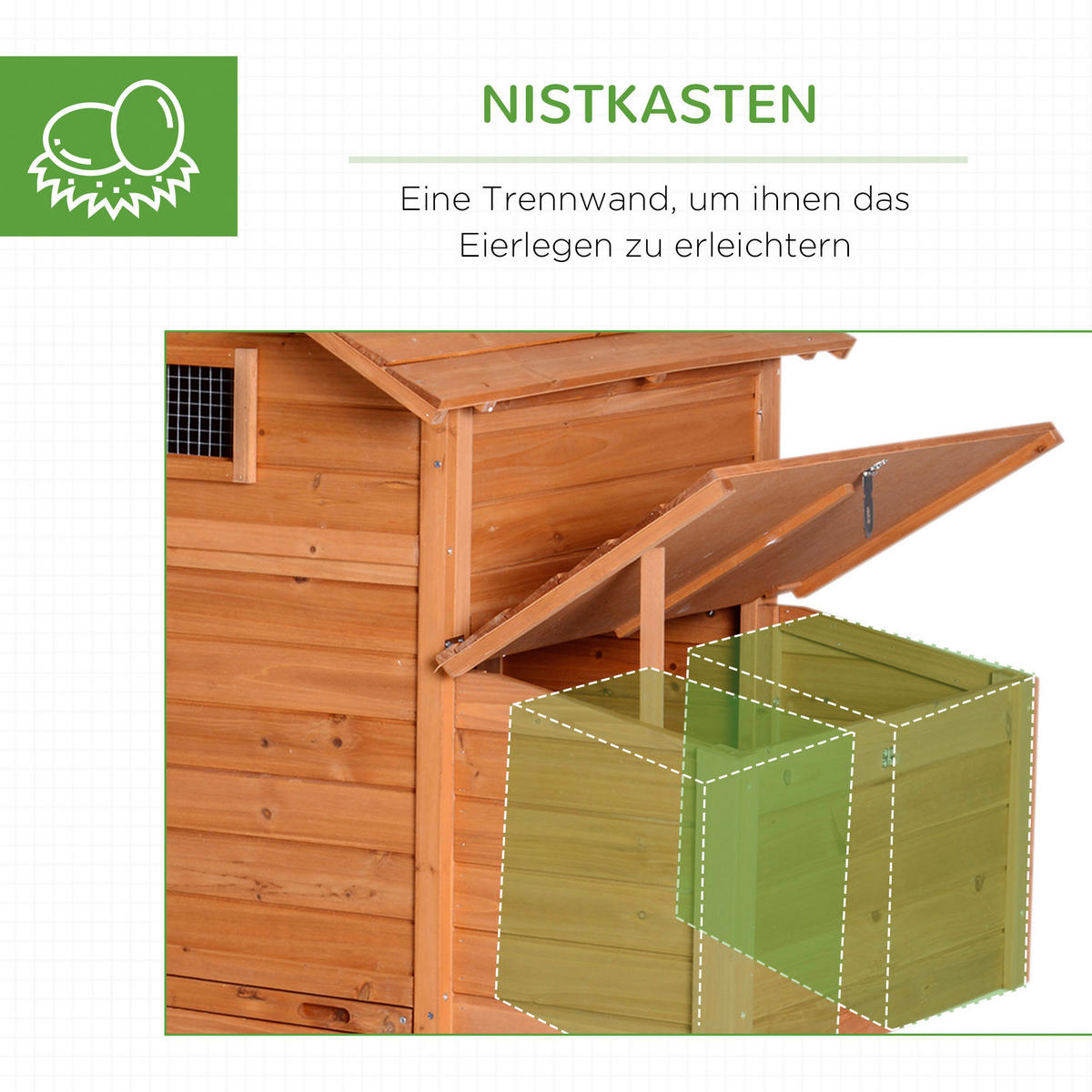 PawHut Hühnerstall Hühnerstall - (213,00/91,00/122,00cm) - PawHut