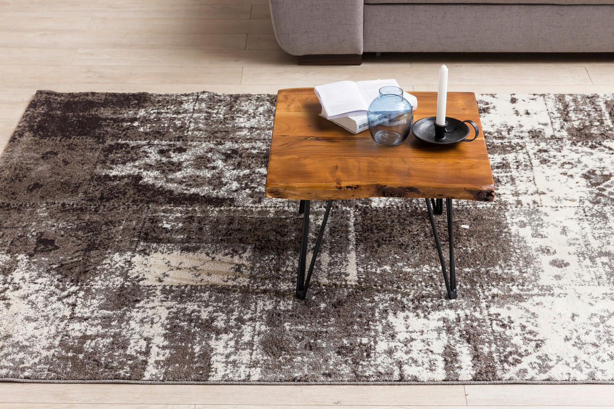 Couchtisch natur schwarz lackiert B/H/T: ca. 56x38x51 cm Couchtisch - natur/schwarz (56,00/38,00/51,00cm) - Wohnling