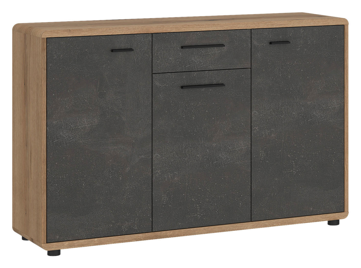 Kommode Fontana Eiche Evoke Coast Nachbildung Beton dunkel Optik B/H/T: ca. 132x87x40 cm Fontana - Eiche/Beton (132,00/87,00/40,00cm)