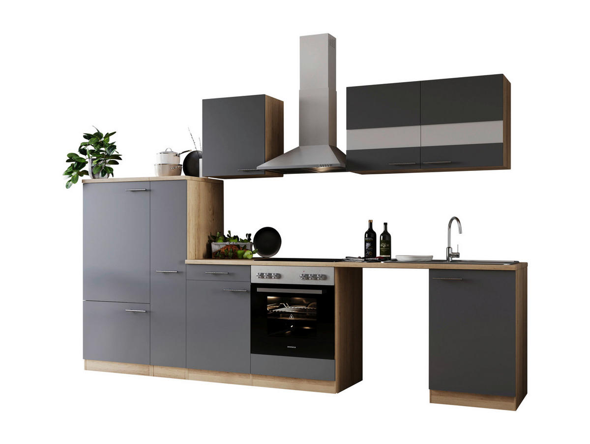 Respekta Küchenblock Merle grau B/H/T: ca. 310x200x60 cm Merle - Eiche/grau (310,00/200,00/60,00cm) - Respekta