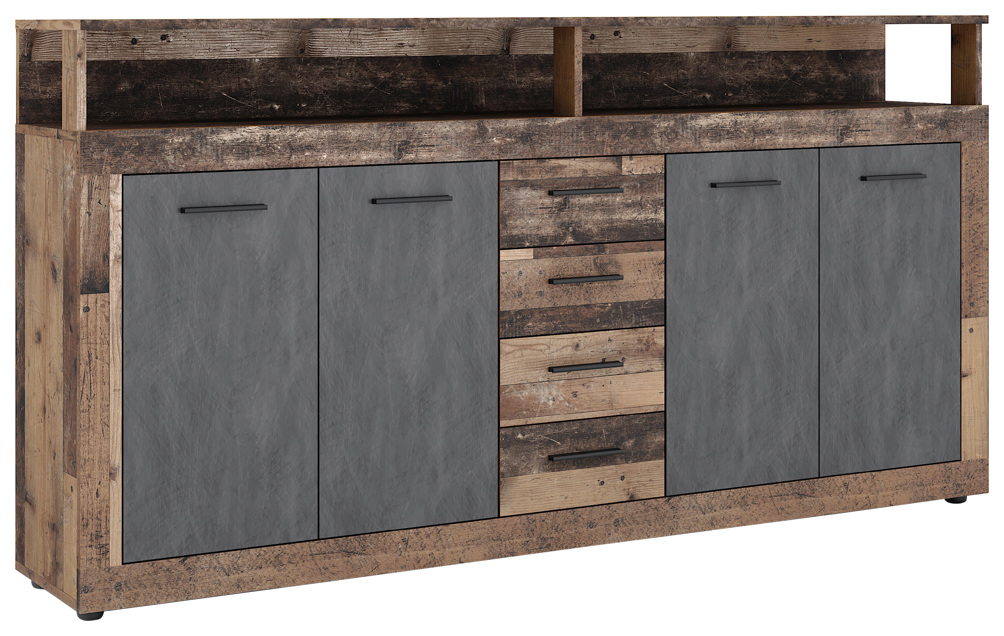 Kommode LUNA XXL Eiche Old Wood dunkel Nachbildung Eiche Matera Nachbildung B/H/T: ca. 190x95,9x31,9 cm LUNA XXL - Eiche (190,00/95,90/31,90cm) - WIPMEB