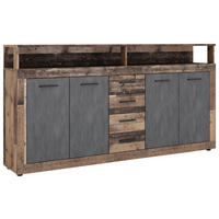 Kommode LUNA XXL Eiche Old Wood dunkel Nachbildung Eiche Matera Nachbildung B/H/T: ca. 190x95,9x31,9 cm LUNA XXL - Eiche (190,00/95,90/31,90cm) - WIPMEB