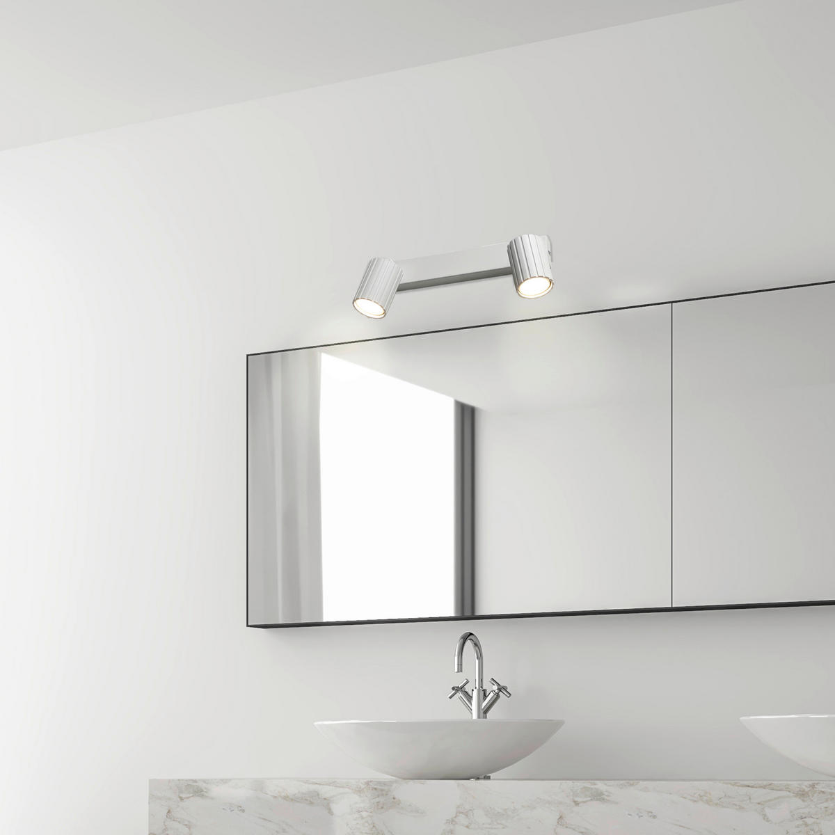 Lamkur Strahler weiß Stahl B/H/L: ca. 6,5x16,5x30 cm 2 Brennstellen Prisma - weiß (30,00/6,50/16,50cm) - Lamkur