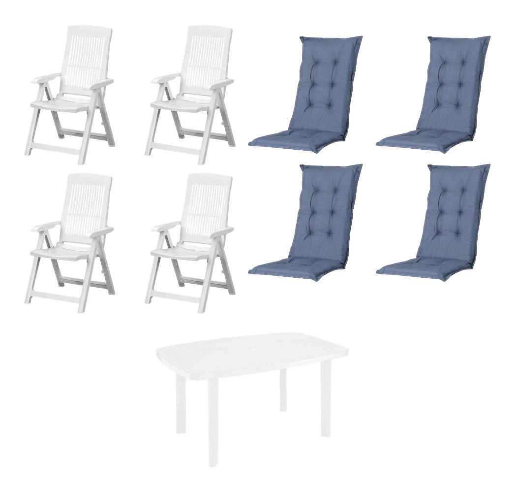 PROGARDEN,MADISON Gartensitzgruppe + Auflagen Tampa weiß Kunststoff B/H/L: ca. 90x109x140 cm Tampa - weiß (140,00/90,00/109,00cm) - PROGARDEN,MADISON