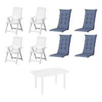 PROGARDEN,MADISON Gartensitzgruppe + Auflagen Tampa weiß Kunststoff B/H/L: ca. 90x109x140 cm Tampa - weiß (140,00/90,00/109,00cm) - PROGARDEN,MADISON