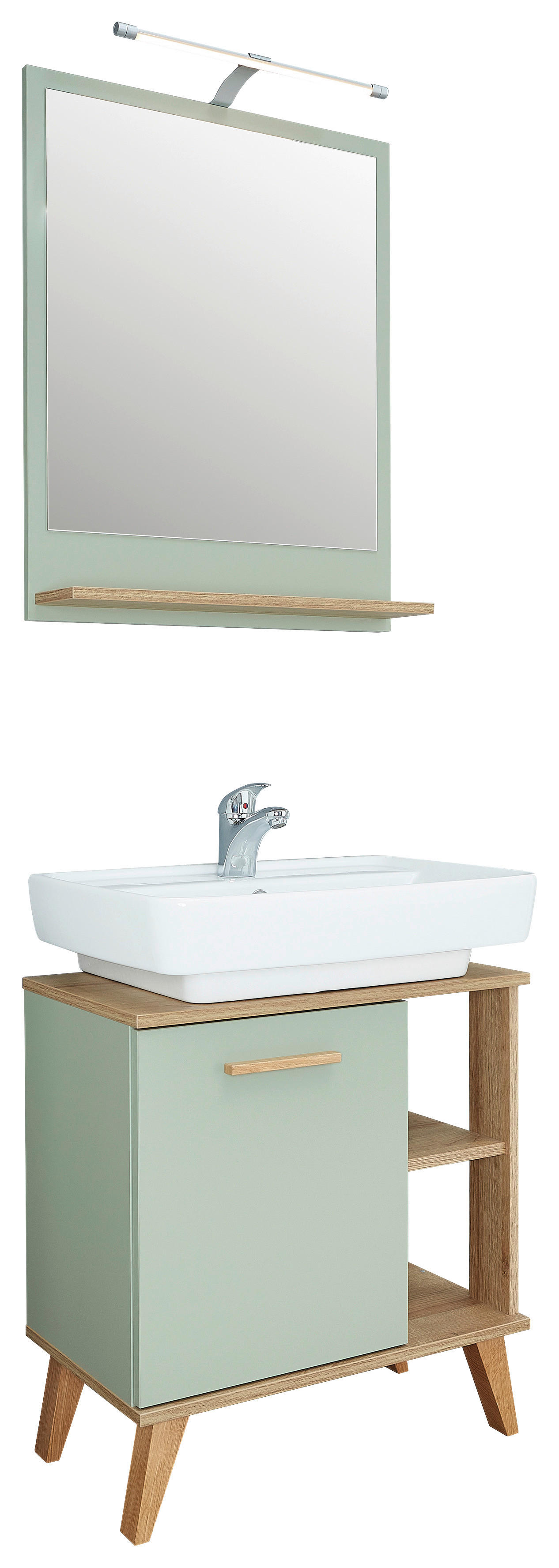 Badezimmer-Set Quickset 963 salbei Nachbildung Eiche Riviera Nachbildung B/H/T: ca. 60,5x200x33 cm