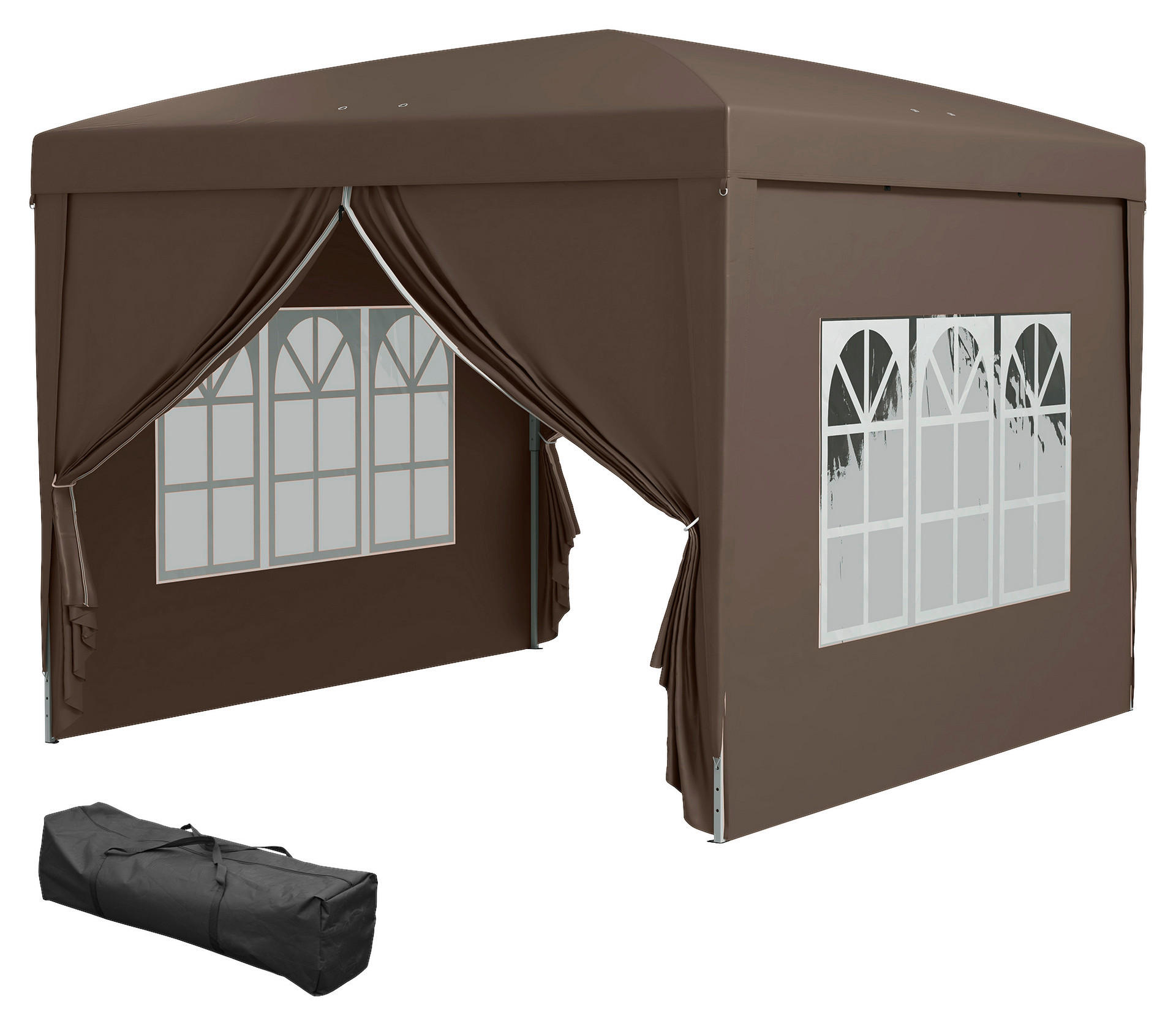Outsunny Pavillon kaffee Polyester B/H/L: ca. 295x258x295 cm Pavillon - kaffee (295,00/295,00/258,00cm) - Outsunny