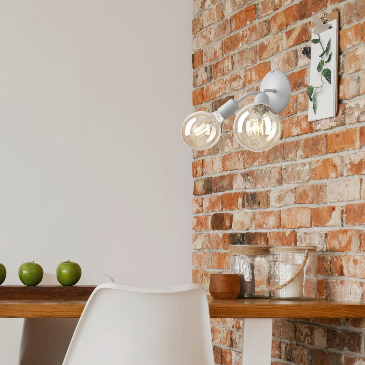 Lamkur Wandleuchte VIGGO 39428 silber Stahl H/L: ca. 14,5x23 cm E27 2 Brennstellen Viggo - silber (23,00cm) - Lamkur