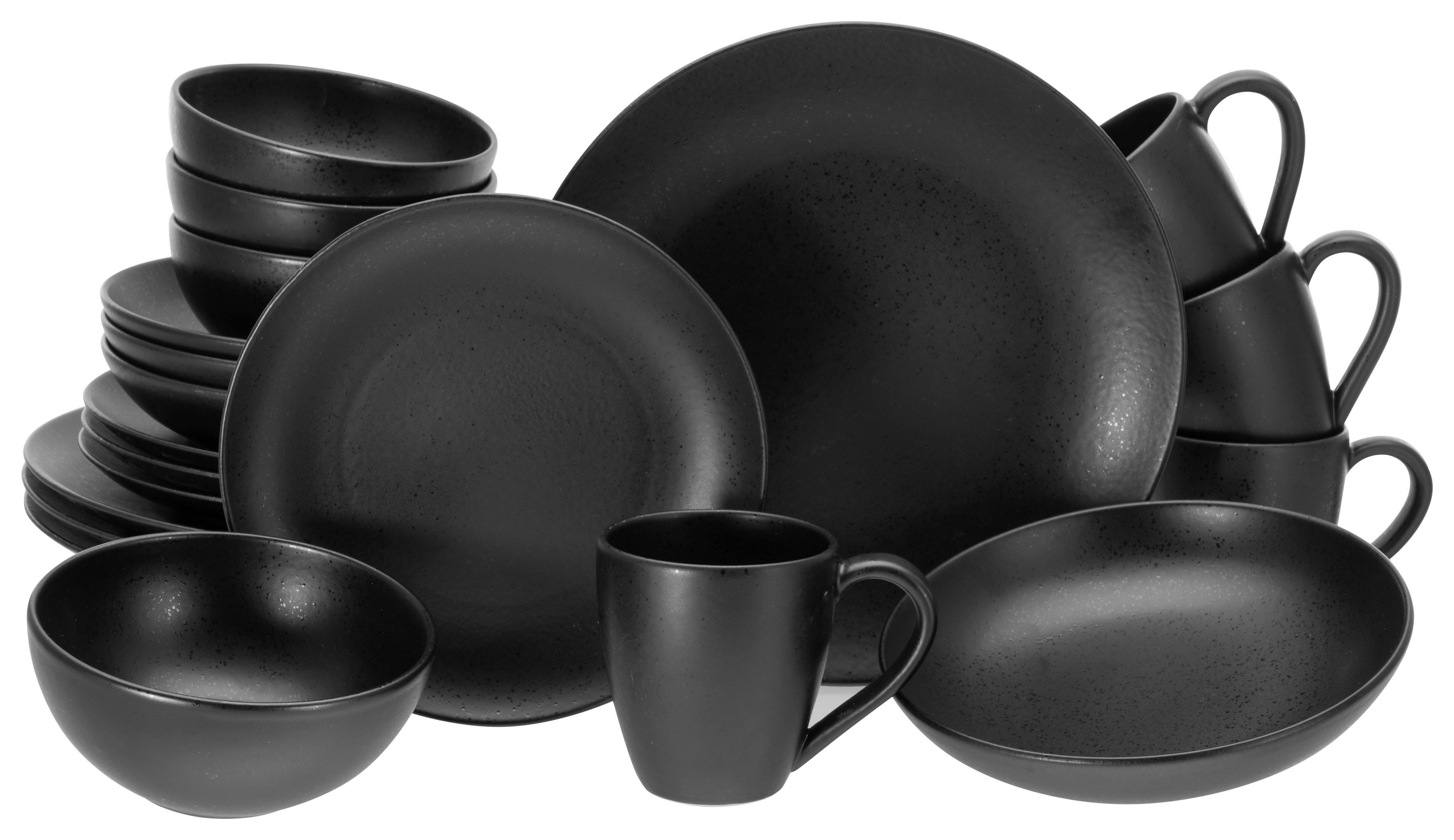 CreaTable Kombiservice Magic Black schwarz Steinzeug 20 tlg. Magic Black - schwarz - CreaTable
