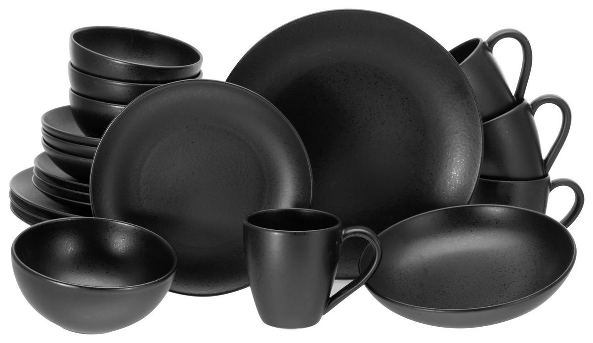 CreaTable Kombiservice Magic Black schwarz Steinzeug 20 tlg. Magic Black - schwarz - CreaTable