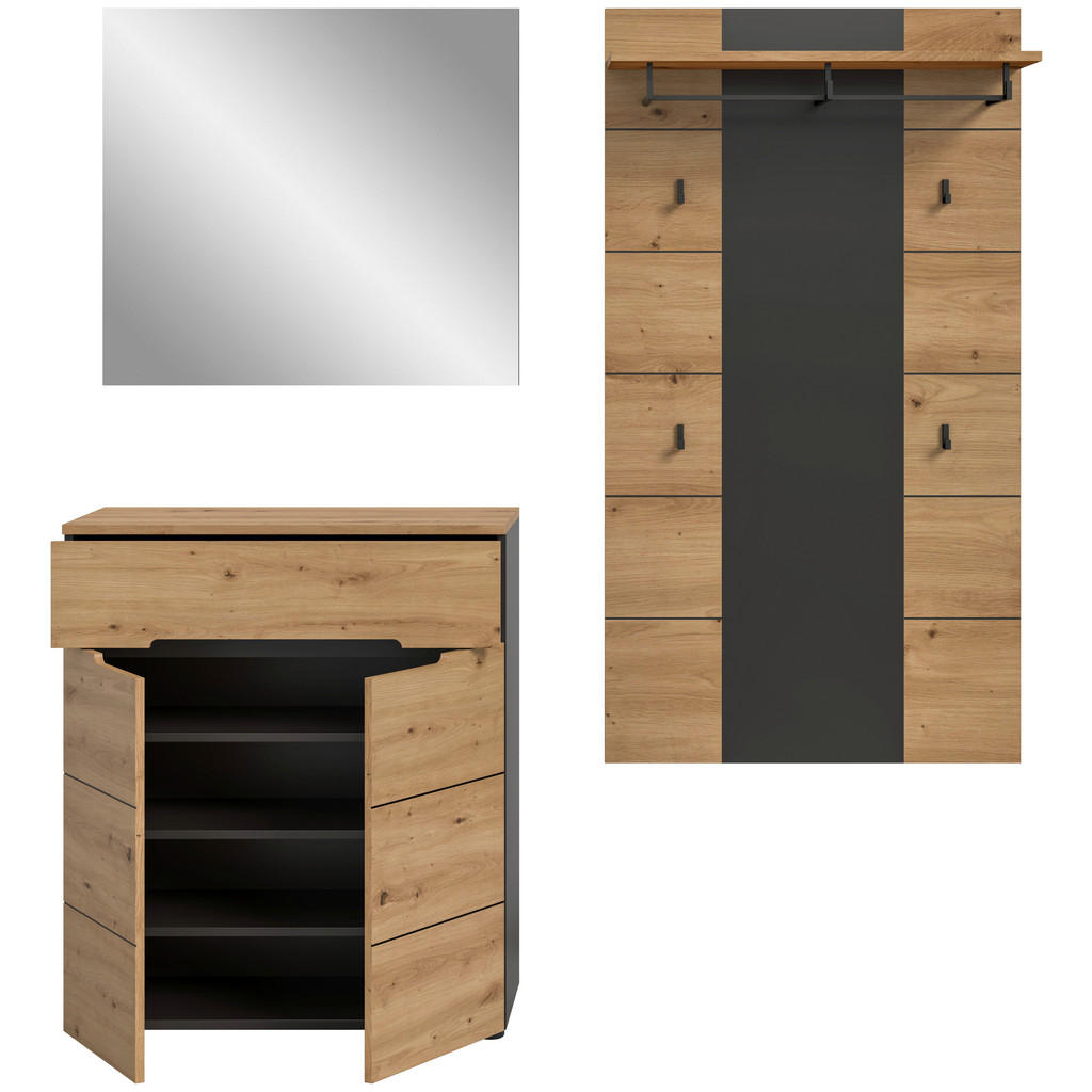 Thumbnail - Garderobe Canu basaltgrau Nachbildung Artisan Nachbildung B/H/T: ca. 175x190x37 cm