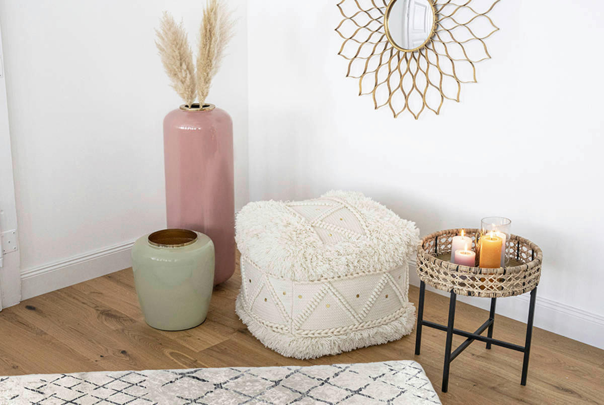 360 Living Hocker Bohist 500 creme B/H/T: ca. 50x45x50 cm Bohist 500 - creme (50,00/45,00/50,00cm) - 360 Living