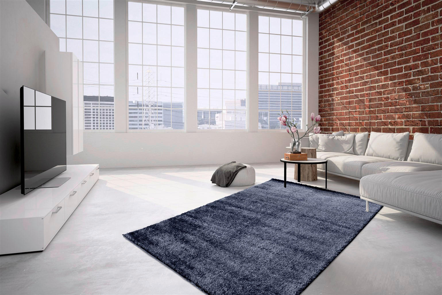 Arte Espina Hochflorteppich Swing 8100 lila B/L: ca. 140x200 cm Swing 8100 - blau/lila (140,00/200,00cm) - Arte Espina