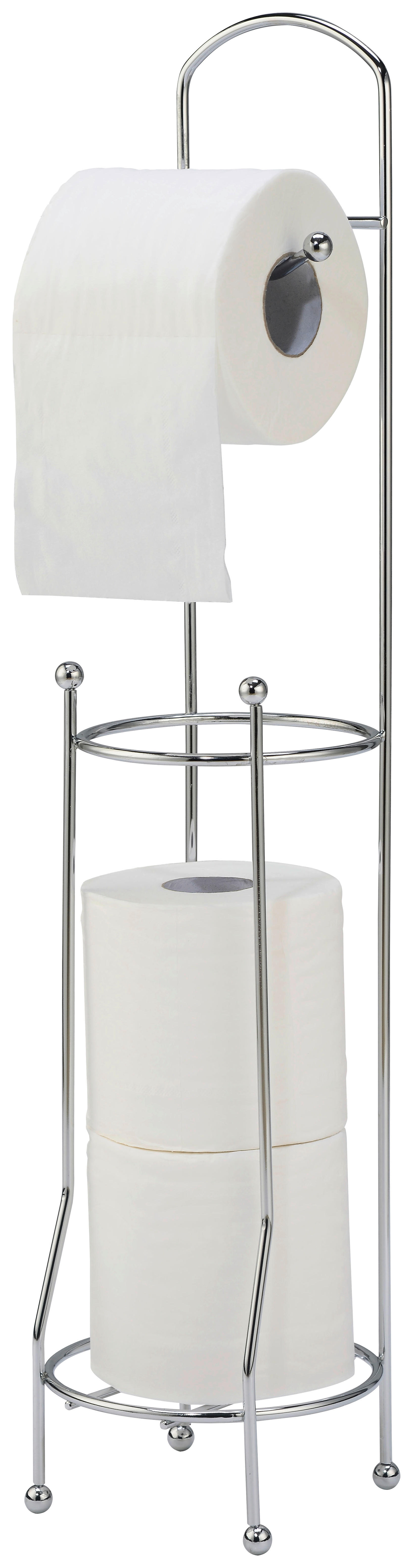 Stand-WC-Garnitur Chrom Metall Stand-Papierrollenhalter - Chrom - POCOline