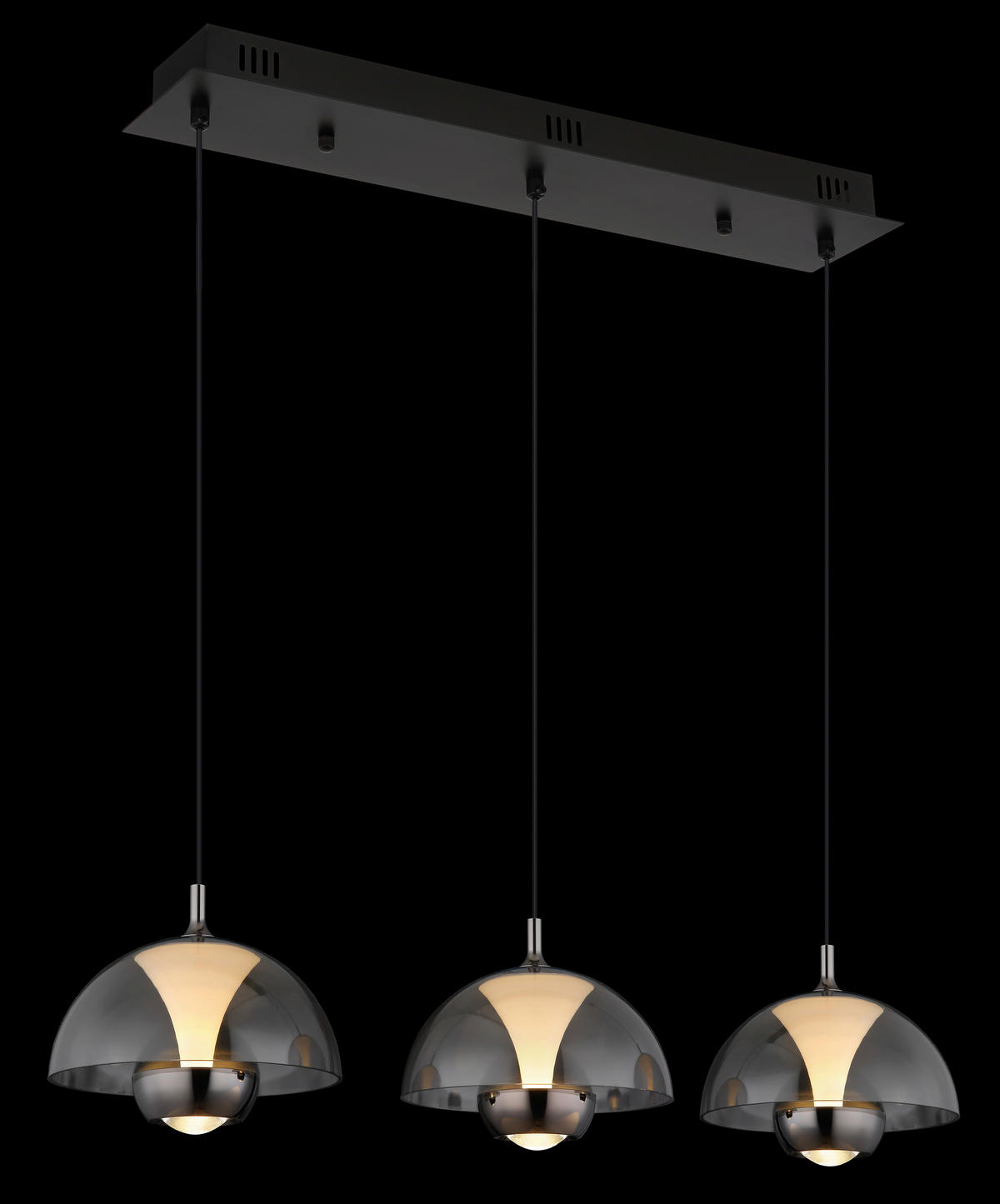 GLOBO LED-Pendelleuchte ARUS 16022-3 weiß Rauch mattschwarz Metall Kunststoff B/H/L: ca. 68x120x18 cm 1.0 Brennstellen ARUS - weiß/Rauch (18,00/68,00/120,00cm) - GLOBO