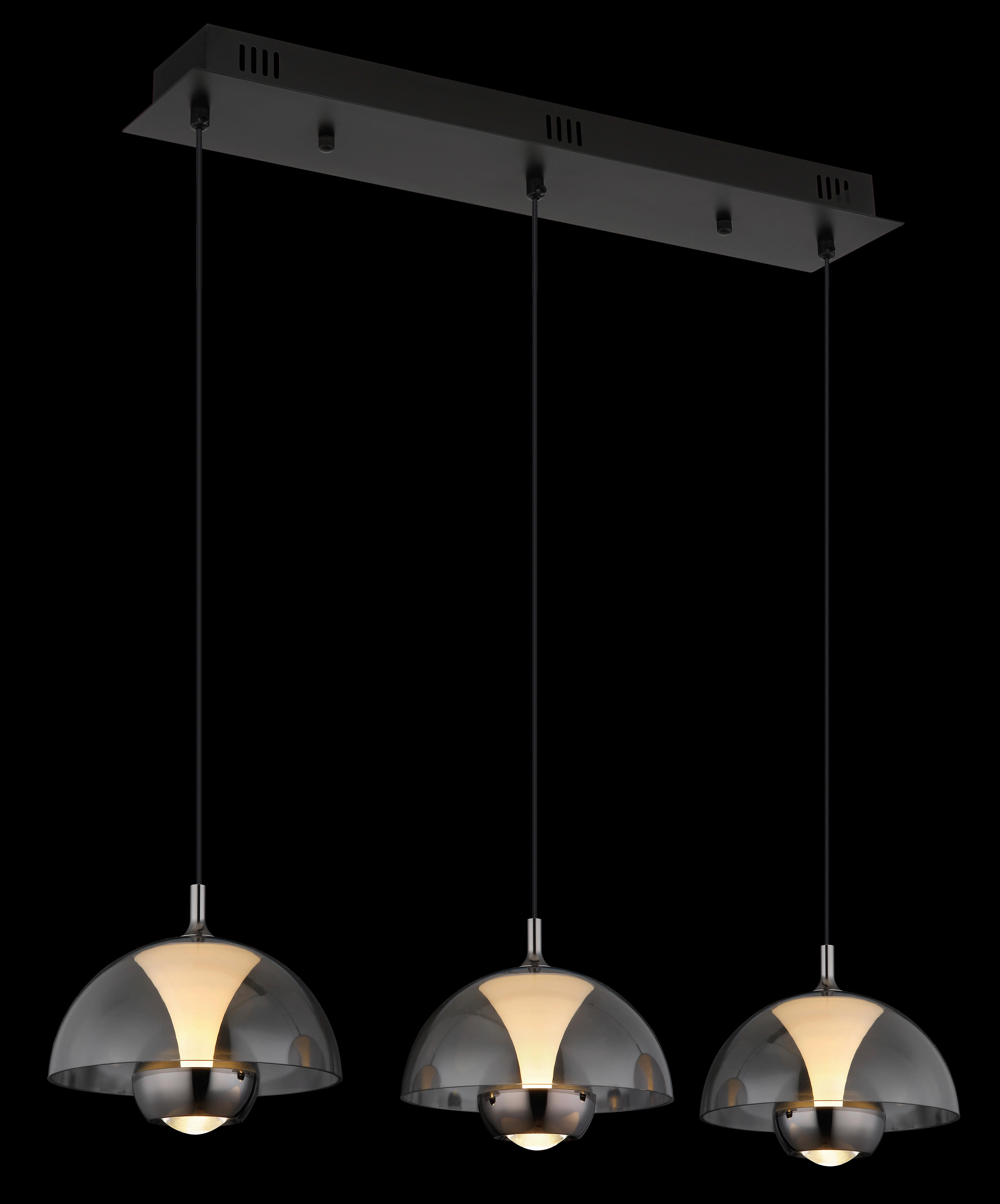 Thumbnail - GLOBO LED-Pendelleuchte ARUS 16022-3 weiß Rauch mattschwarz Metall Kunststoff B/H/L: ca. 68x120x18 cm 1.0 Brennstellen