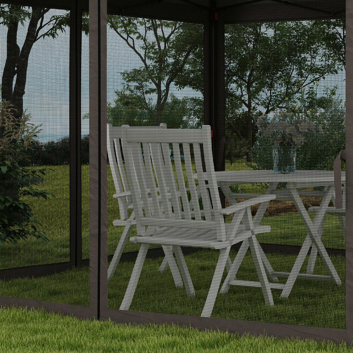 Outsunny Pavillon hellgrau Edelstahl B/H/L: ca. 325x325x270 cm Pavillon - hellgrau (270,00/325,00/325,00cm) - Outsunny