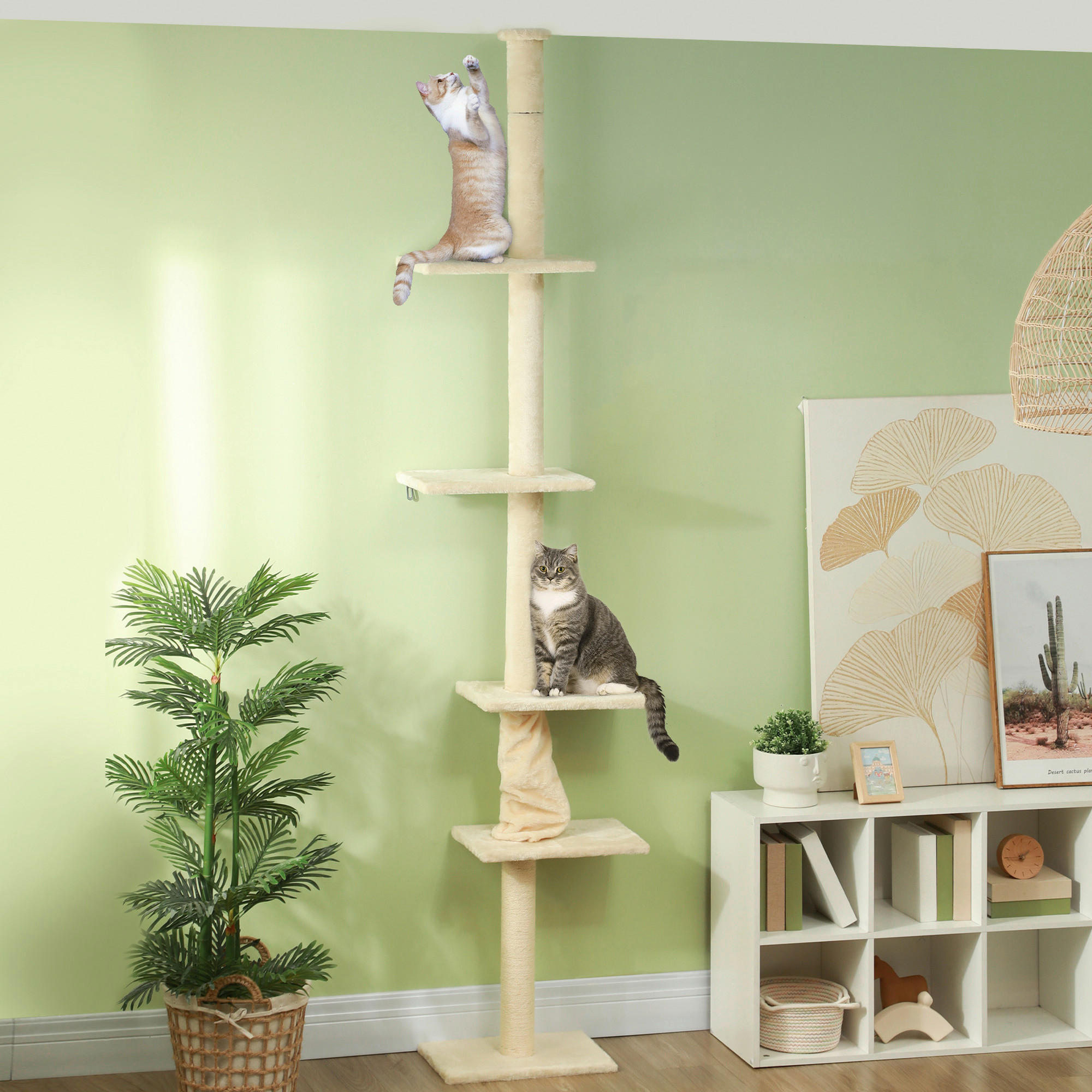 PawHut Kratzbaum cremeweiß Spanplatte B/H/L: ca. 26,5x275x42,5 cm Kratzbaum - cremeweiß (42,50/26,50/275,00cm) - PawHut