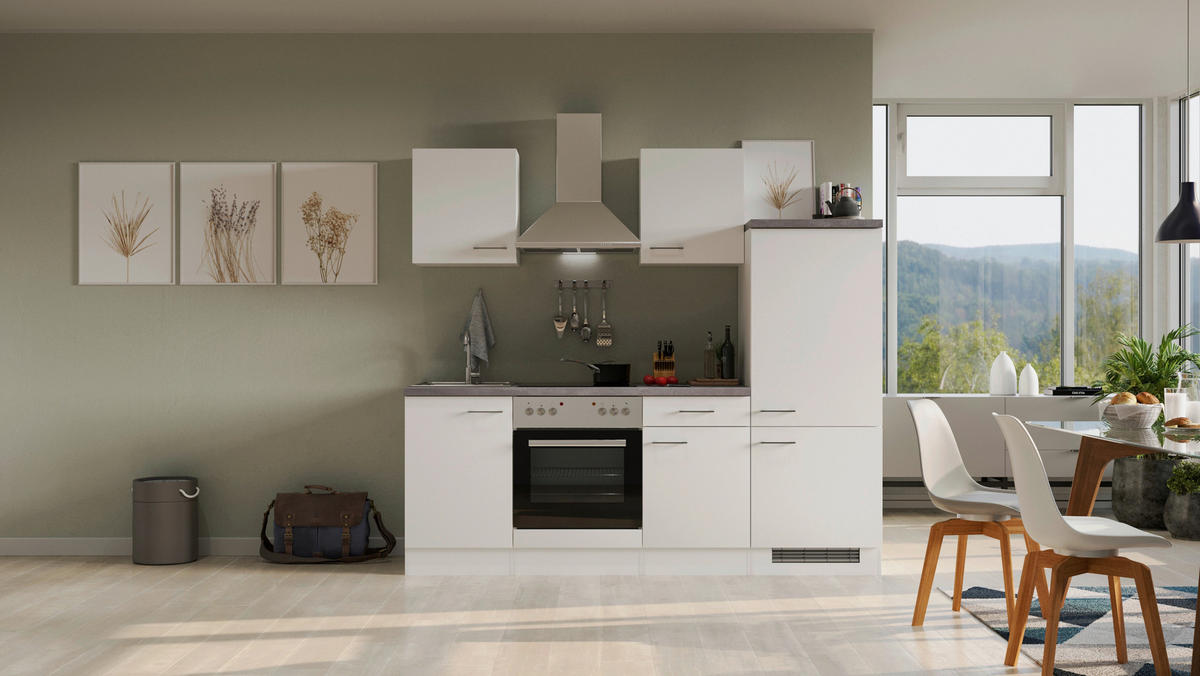 Küchenblock Vita weiß matt B/H/T: ca. 220x200x60 cm Vita - Beton/weiß (220,00/200,00/60,00cm) - Flex-Well
