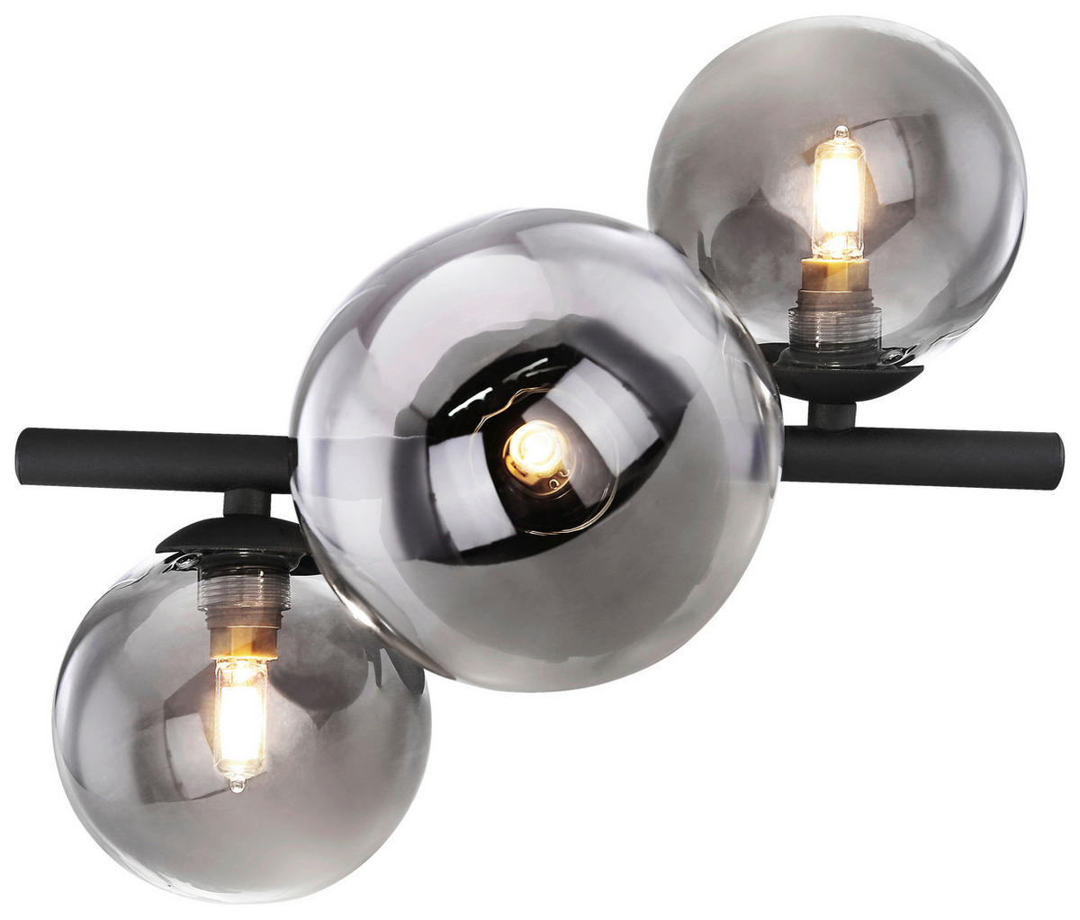 GLOBO Deckenleuchte 56133-3W Riha schwarz Metall Rauchglas B/H: ca. 21x28 cm 3 Brennstellen Riha - schwarz (21,00/28,00cm) - GLOBO