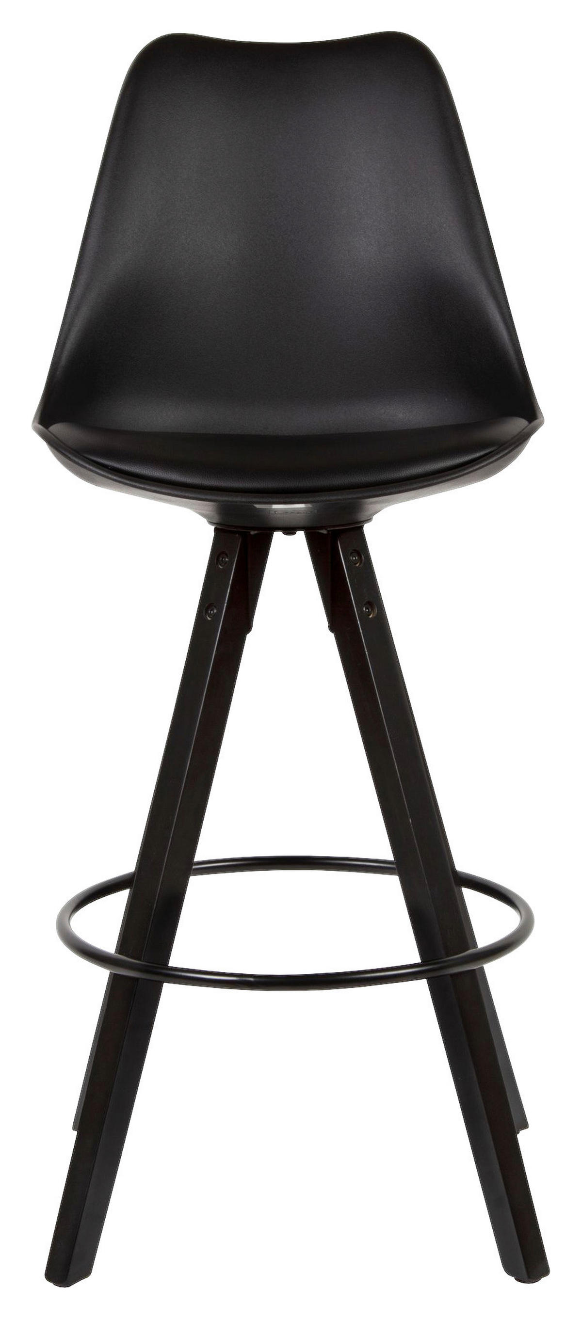 Barhocker 2er-Set schwarz Kunstleder Echtholz B/H/T: ca. 44x113x39 cm 2er-Set - schwarz (44,00/113,00/39,00cm) - Wohnling