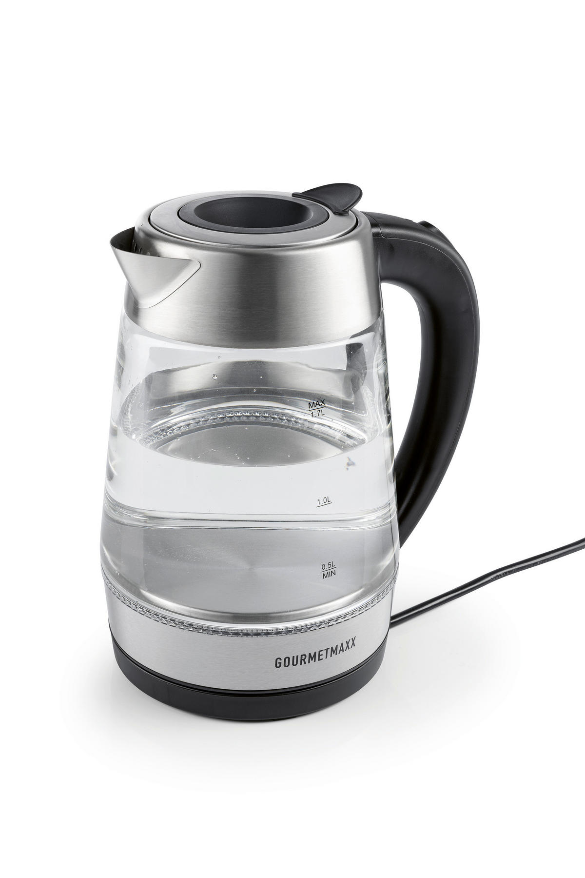 GOURMETmaxx Wasserkocher LED-Wasserkocher_Glas - schwarz (21,10/18,10/25,10cm) - GOURMETmaxx