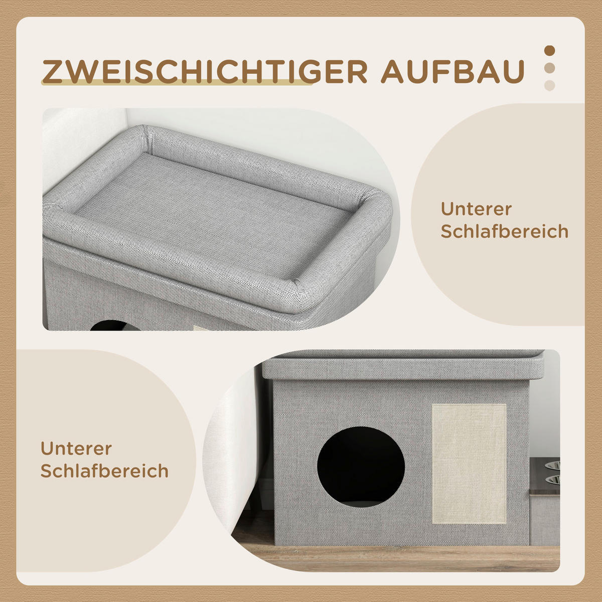 PawHut Katzen-Zubehör grau Spanplatte B/H/L: ca. 48x78x49,5 cm Katzenhöhle - grau (49,50/48,00/78,00cm) - PawHut