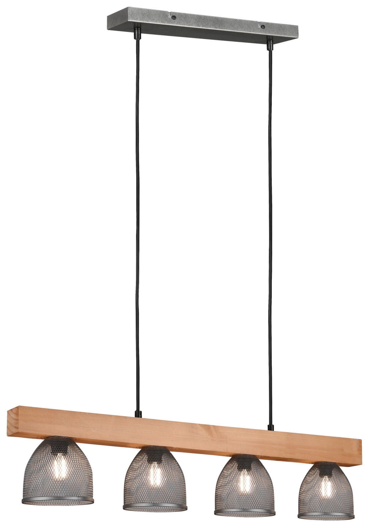 Reality Pendelleuchte R30704067 nickel Metall Holz B/H/T: ca. 75x150x12 cm E14 4 Brennstellen Cestino - nickel (75,00/150,00/12,00cm) - Reality