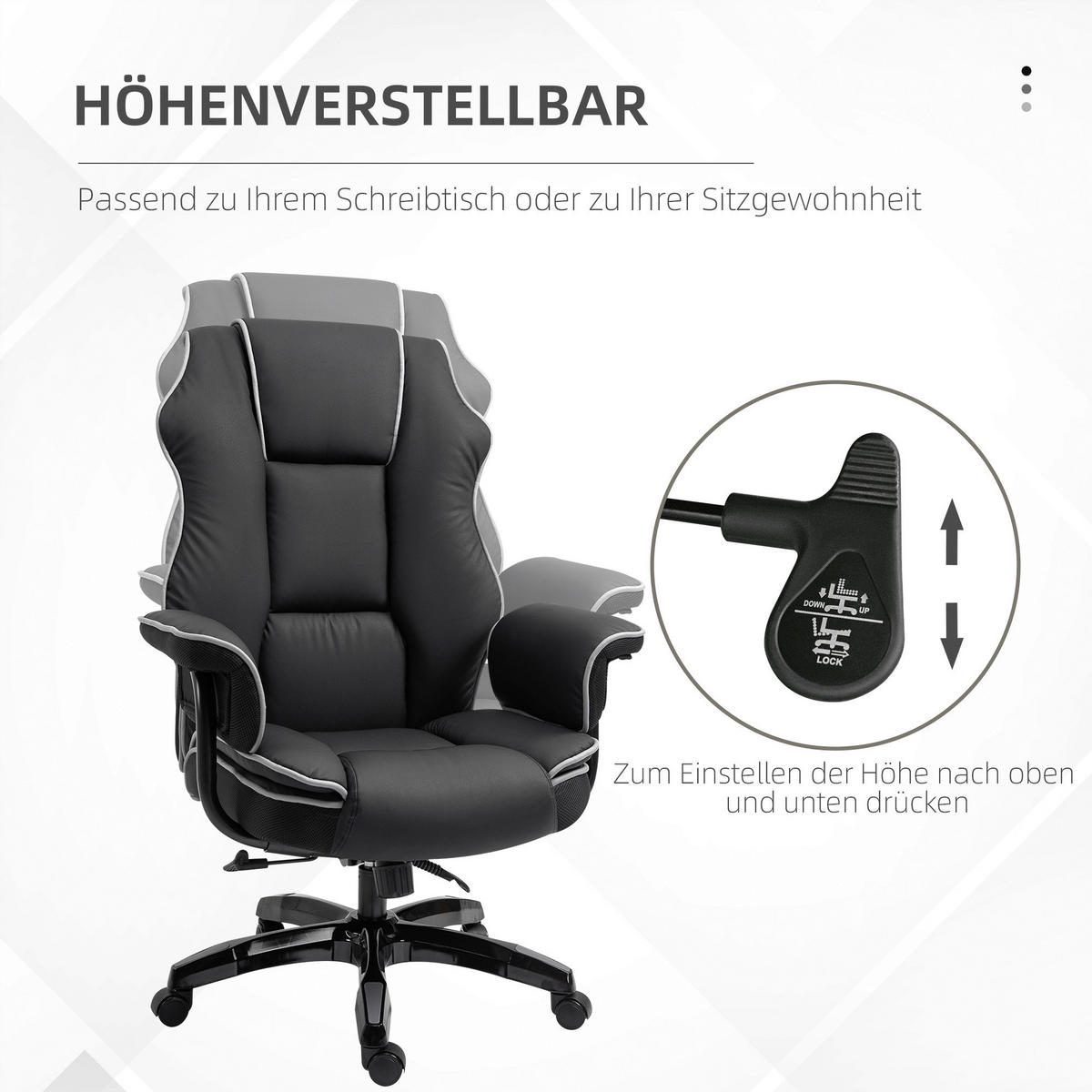 Drehstuhl 921-349 schwarz 921-349 - schwarz (76,00/118,00/80,00cm) - Vinsetto