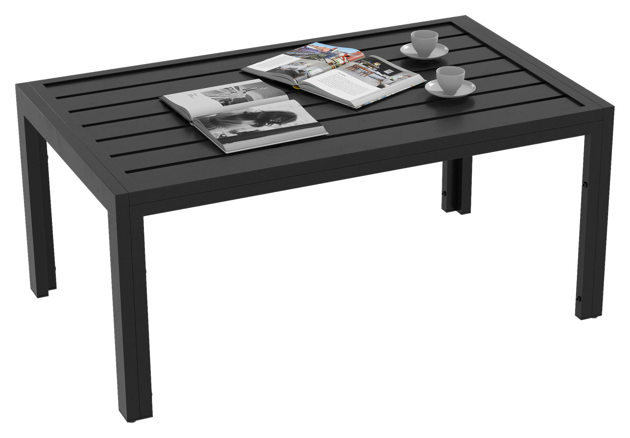 Outsunny Balkontisch schwarz Stahl B/H/L: ca. 61x46x101,5 cm Balkontisch - schwarz (101,50/61,00/46,00cm) - Outsunny