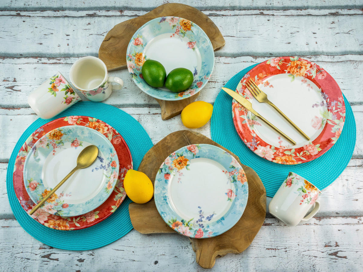 CreaTable Kombiservice Crimson bunt Steingut 16 tlg. Crimson - bunt - CreaTable