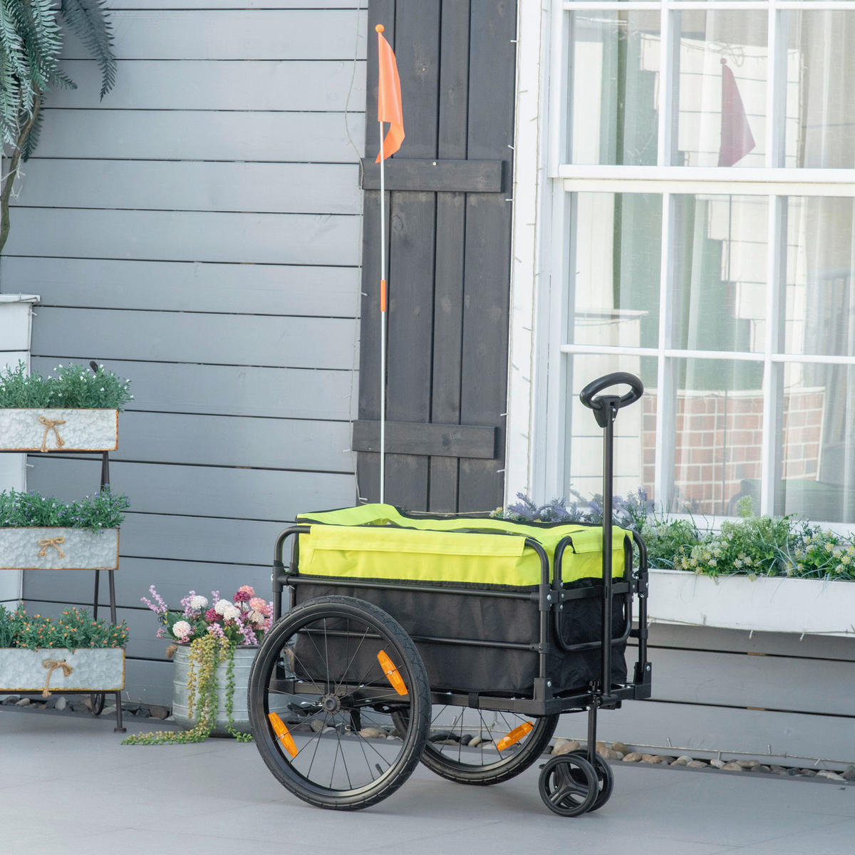 HOMCOM Fahrradanhänger gelb gelb B/H/L: ca. 64x103x130 cm Fahrradanhänger - gelb/schwarz (130,00/64,00/103,00cm) - HOMCOM
