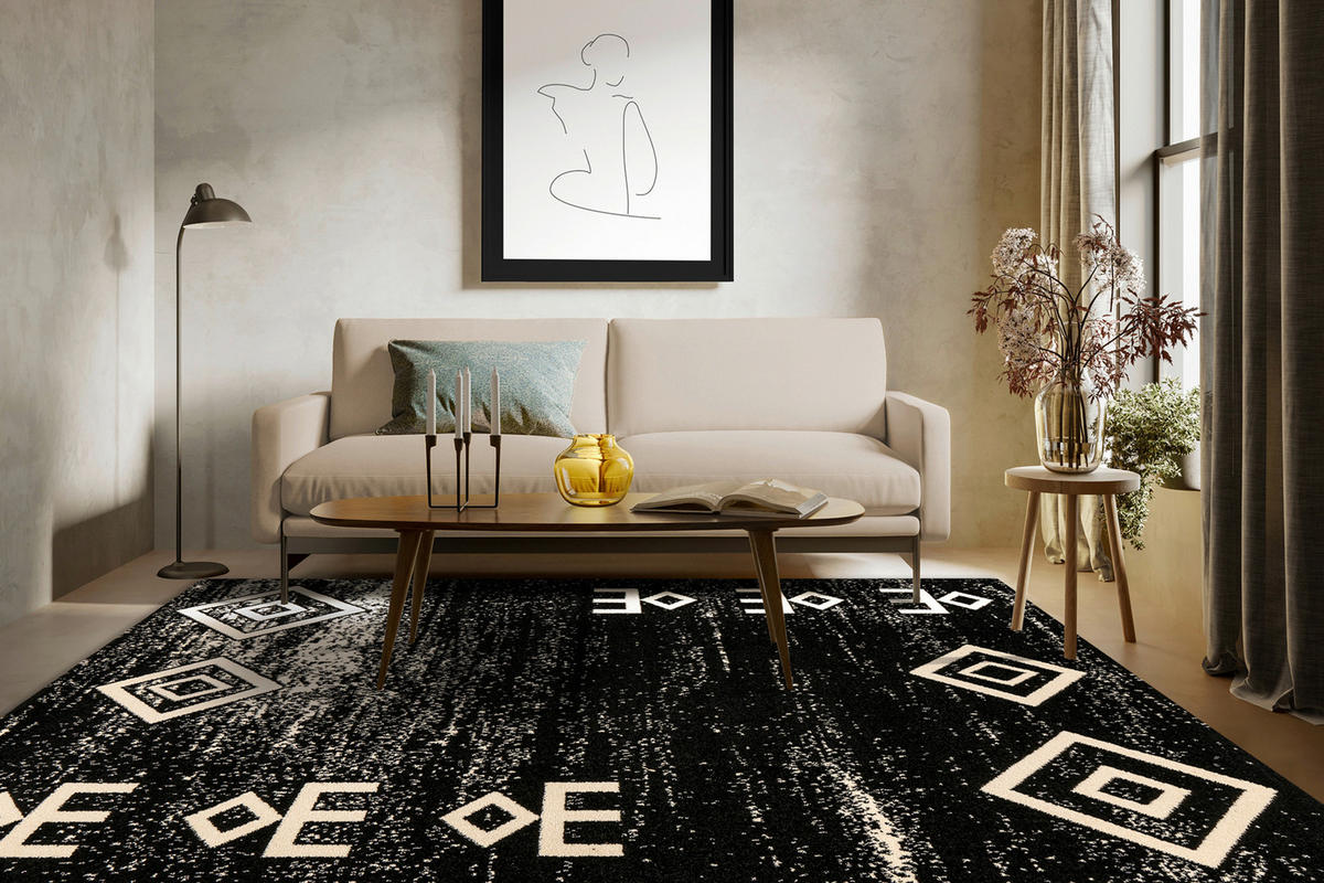 360Living Teppich Naila schwarz B/L: ca. 200x290 cm Naila - schwarz (200,00/290,00cm) - 360Living