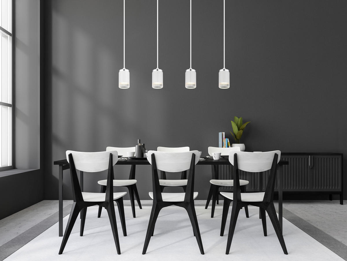 GLOBO Pendelleuchte weiß Aluminium Metall B/H/T/L: ca. 6x115,5x60x60 cm GU10 4 Brennstellen Korben - weiß (60,00/6,00/115,50cm) - GLOBO