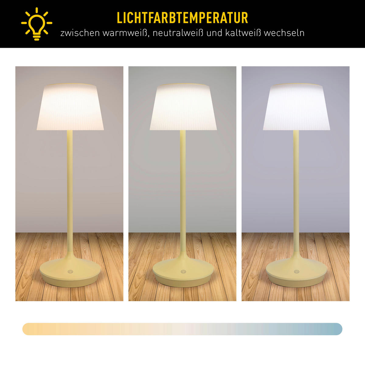 LED-Solar-Tischleuchte gelb Metall Kunststoff B/H/T/D: ca. 13x38x13x13 cm EMMI - gelb (13,00/38,00/13,00cm) - Näve Leuchten