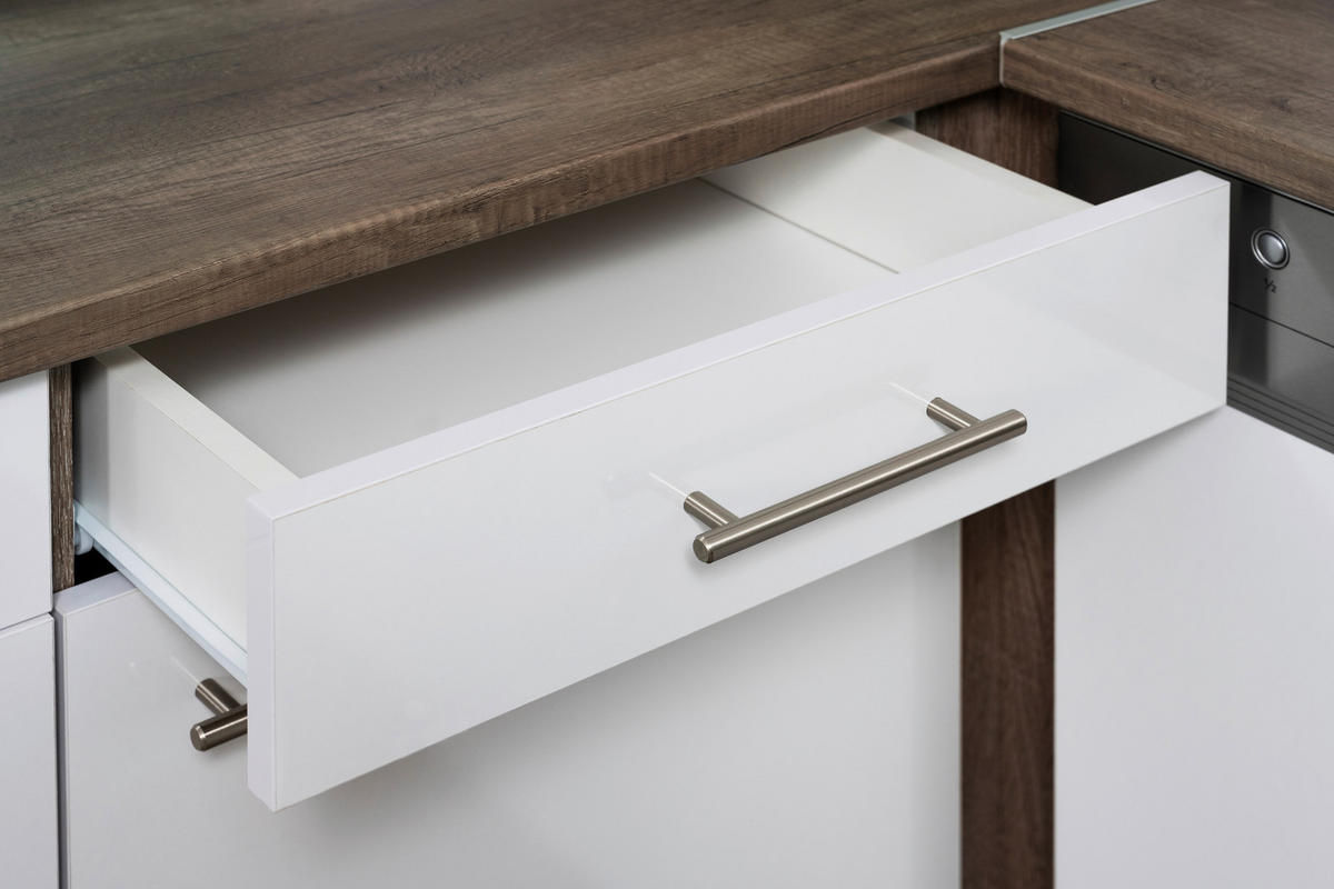 Respekta Winkelküche KBL310EYWS weiß B/H/T: ca. 310x205x172 cm KBL310EYWS - Eiche/weiß (310,00/205,00/172,00cm) - Respekta