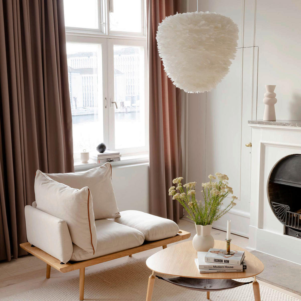 Umage Lampenschirm weiß Stahl Stoff E27 1 Brennstellen Eos Evia - weiß - Umage