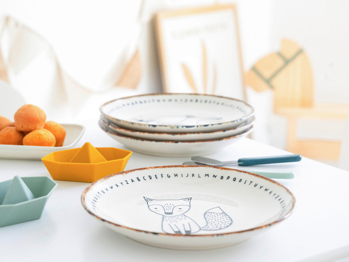 CreaTable Tellerset Freunde des Waldes braun Steinzeug D: ca. 21 cm Freunde des Waldes - beige/braun (21,00cm) - CreaTable