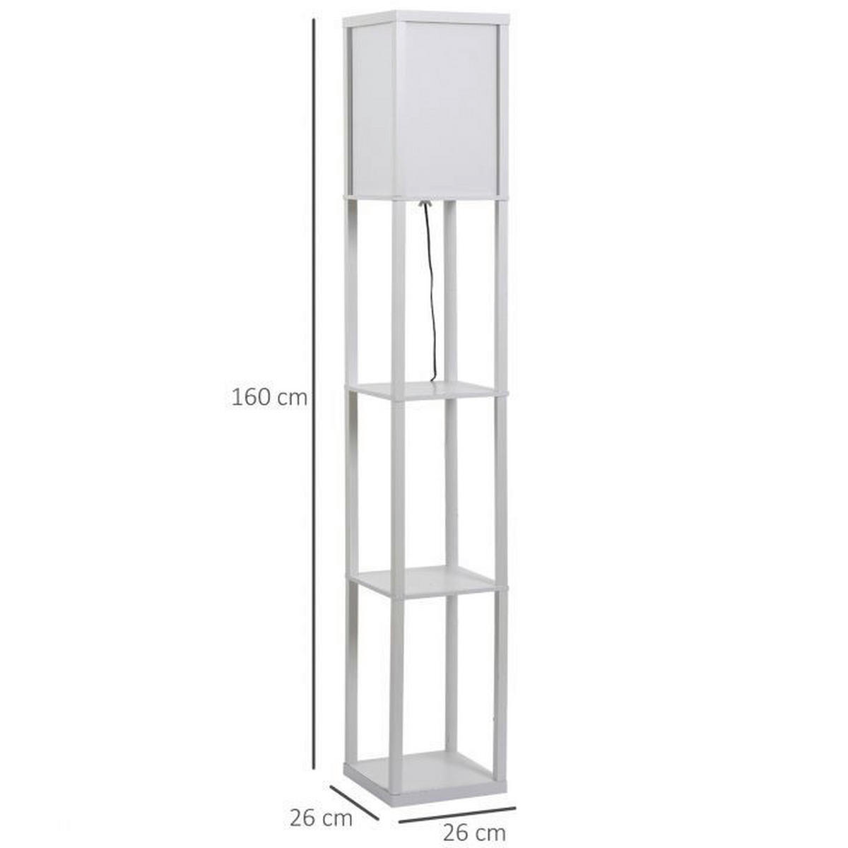 HOMCOM Stehleuchte 833-623V90WT 833-623V90WT weiß Acryl Kunststoff B/H/L: ca. 26x160x26 cm E27 1 Brennstellen Stehleuchte 833-623V90WT - weiß (26,00/26,00/160,00cm) - HOMCOM