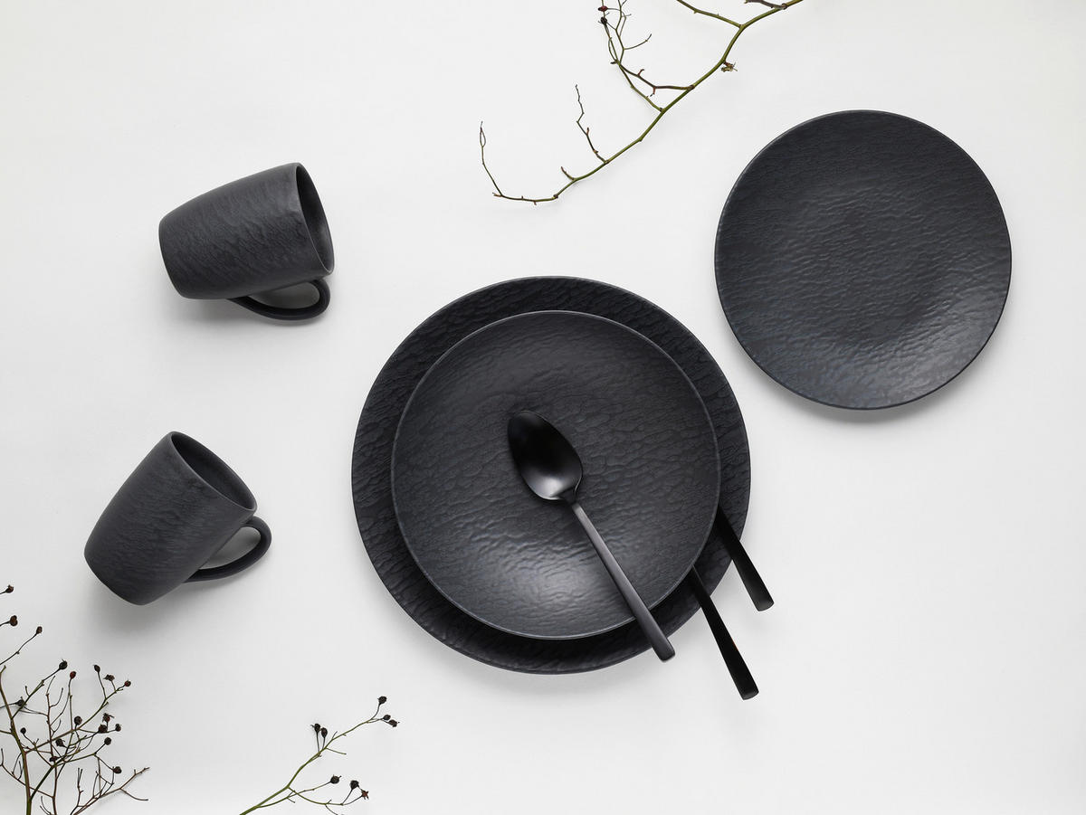 CreaTable Kaffeebecherset Rondo Schiefer schwarz Steinzeug Rondo Schiefer - schwarz - CreaTable