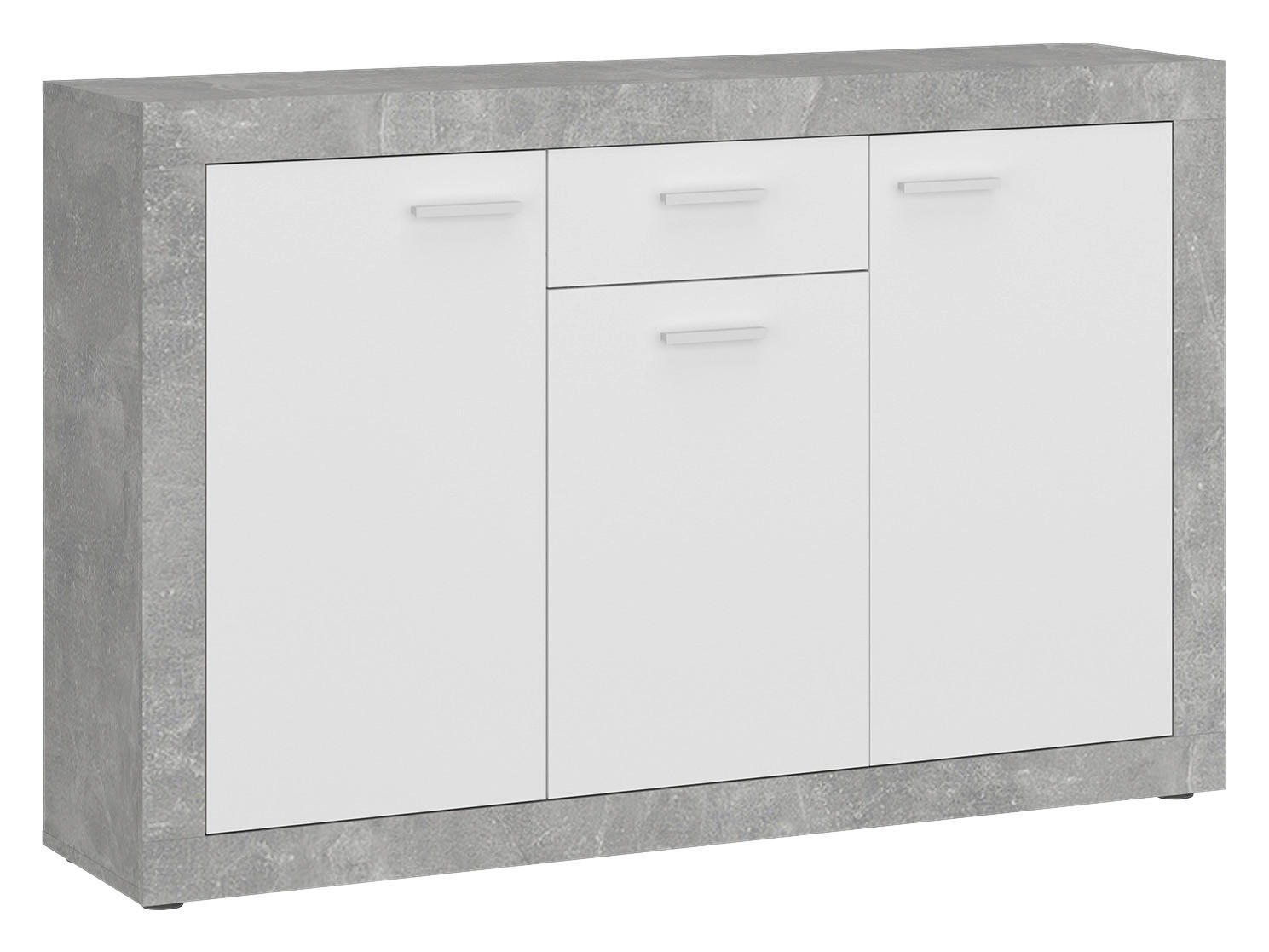 Kommode Focus Beton Optik weiß glänzend B/H/T: ca. 133,9x90x39 cm Focus - Beton/weiß (133,90/90,00/39,00cm)