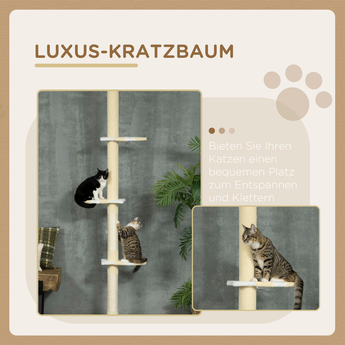 PawHut Kratzbaum gelb Spanplatte B/H/L: ca. 34x260x47 cm Kratzbaum - gelb (47,00/34,00/260,00cm) - PawHut