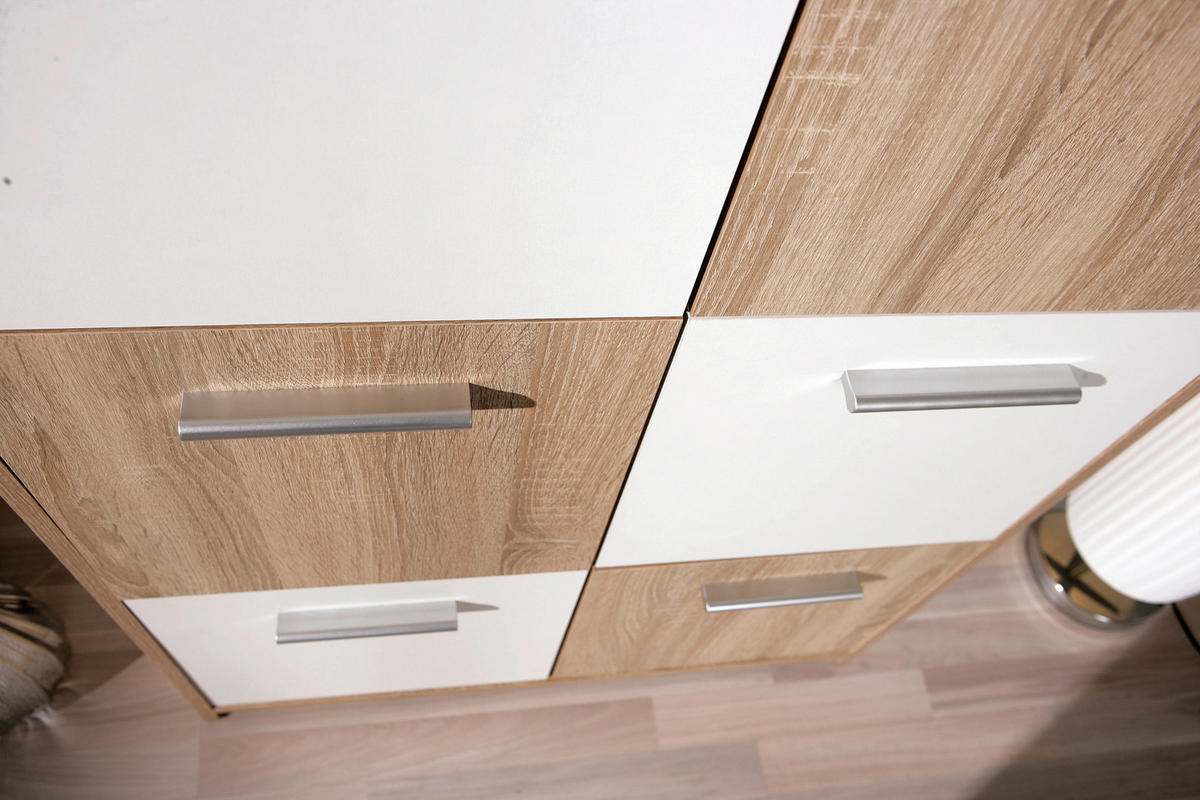Kommode Egadi Eiche Sonoma Nachbildung weiß B/H/T: ca. 77x115x30 cm Egadi - Eiche/weiß (77,00/115,00/30,00cm) - Inter Link
