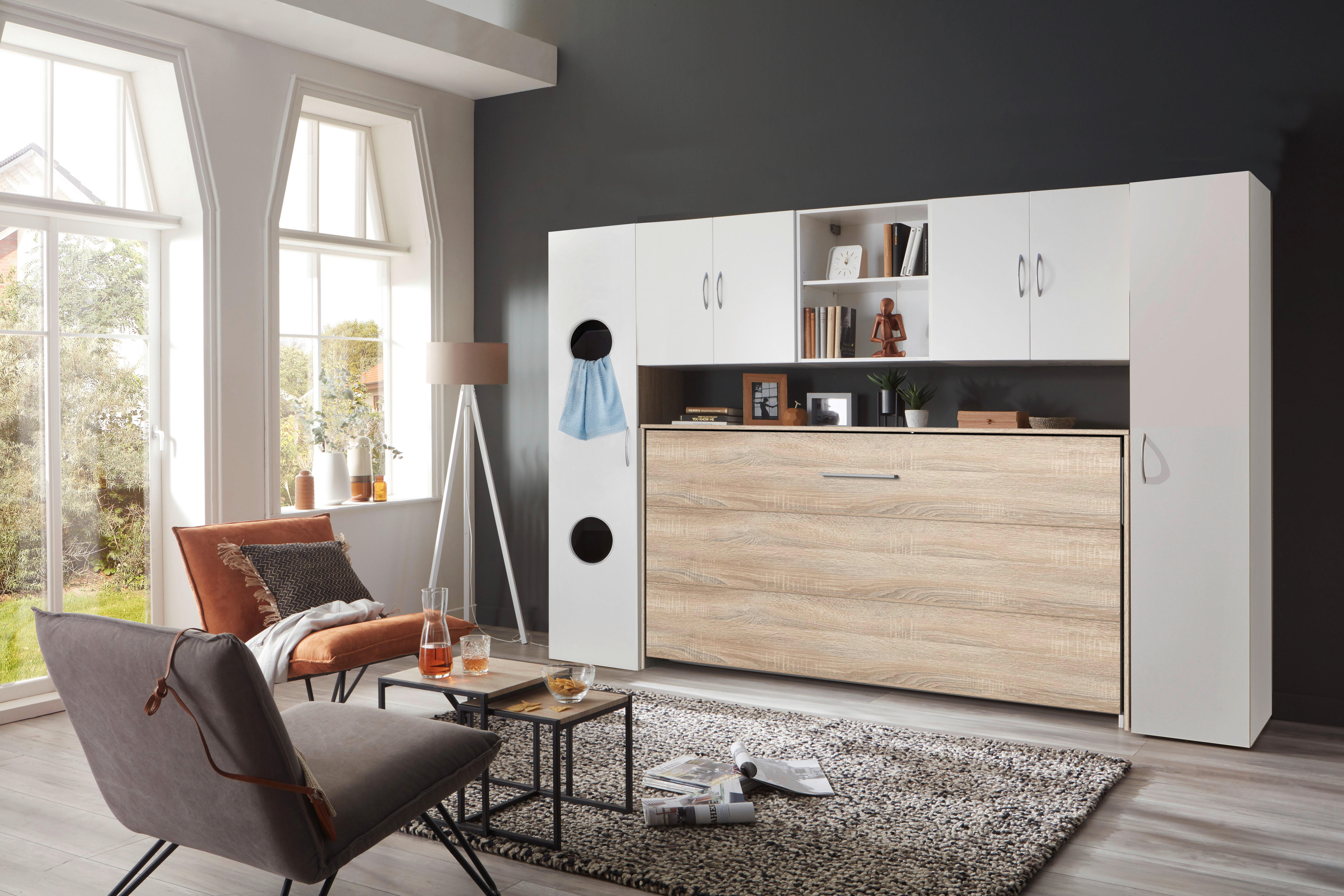 Klappbett Juist Eiche Sägerau Nachbildung Liegefläche B/L: ca. 90x200 cm Juist - Eiche (212,00/105,00/43,00cm)
