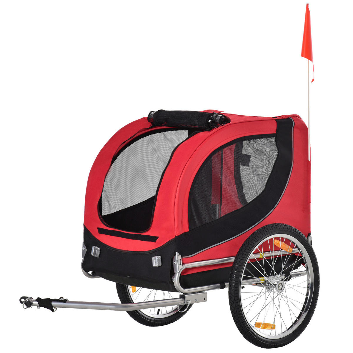 PawHut Fahrradanhänger rot rot B/H/L: ca. 73x90x130 cm Fahrradanhänger - rot/schwarz (130,00/73,00/90,00cm) - PawHut