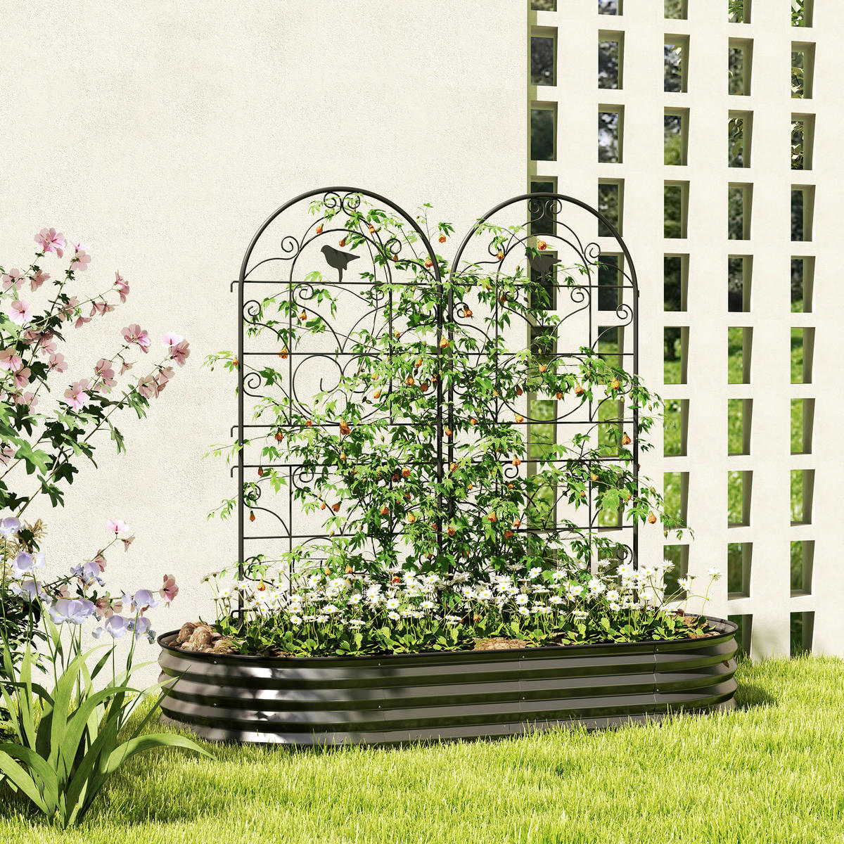 Outsunny Rankgitter schwarz B/H/L: ca. 1,3x120x50 cm Rankgitter - schwarz (50,00/1,30/120,00cm) - Outsunny