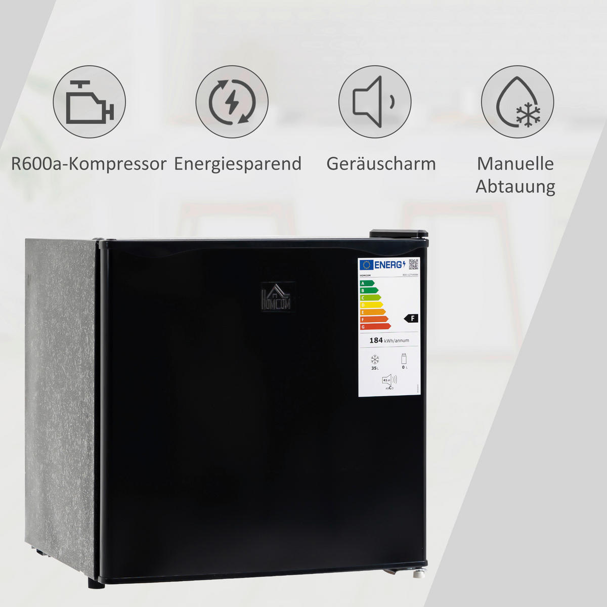 HOMCOM Mini-Gefrierschrank 800-127V90BK schwarz Polypropylen Edelstahl Kunststoff B/H/L: ca. 44,2x47x48,8 cm Mini-Gefrierschrank - schwarz (48,80/44,20/47,00cm) - HOMCOM